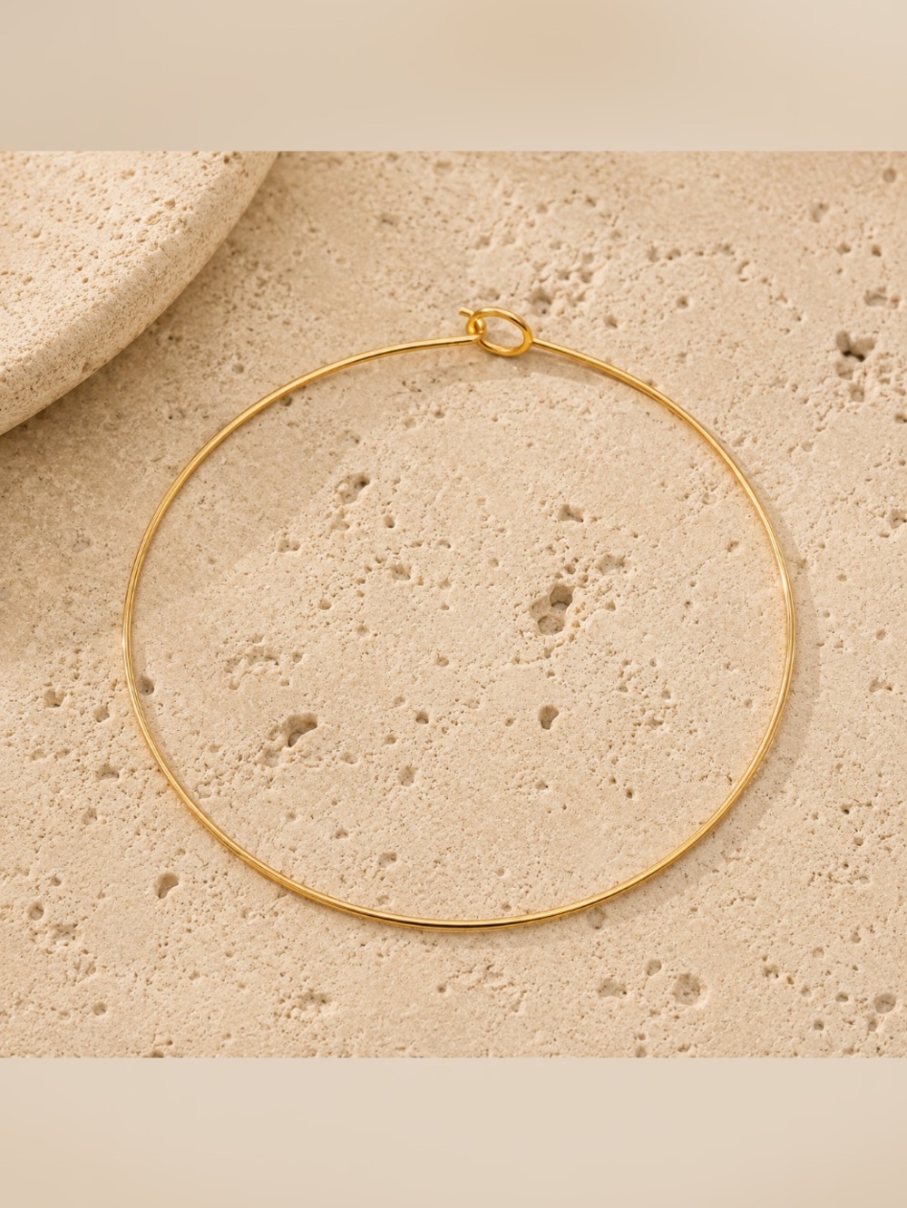 18k Plated Gold Minimalist Hoop Necklace for Women